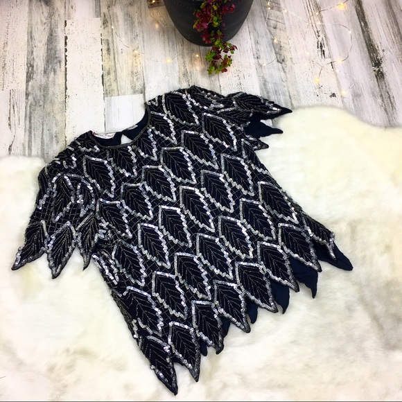 Vintage Laurence Kazar Beaded Leaf Blouse - Picture 2 of 8